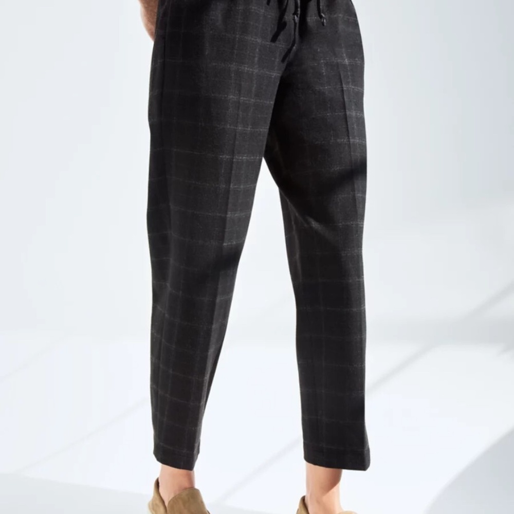 The Group Babaton Aritzia Black Plaid Jimmy Plaid Pants with Drawstring XS